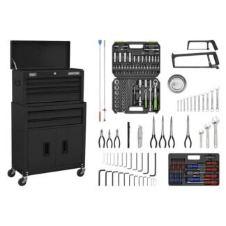 Sealey American PRO® Topchest & Rollcab Combination 6 Drawer with 170pc Tool Kit - Black (5054630271281) AP22BKCOMBO