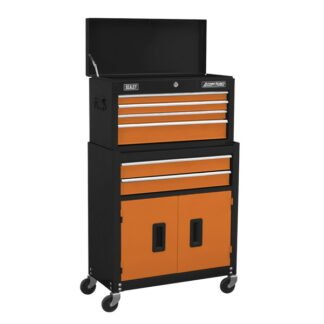 Sealey American PRO® Topchest & Rollcab Combination 6 Drawer - Orange (5054630142642) AP22O