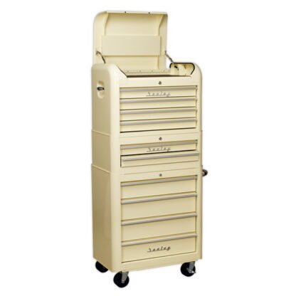 Sealey Premier™ Retro Style Topchest, Mid- Box Tool Chest & Rollcab Combination 10 Drawer - Cream (5054511029628) AP28COMBO2