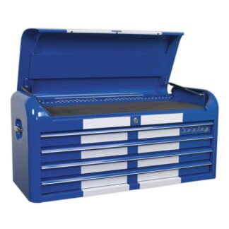 Sealey Premier™ Retro Style Wide Topchest 4 Drawer - Blue with White Stripes (5054511028324) AP41104BWS