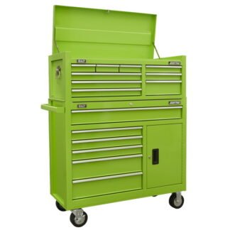 Sealey American PRO® Topchest & Rollcab Combination 15 Drawer - Green (5054630361692) AP41STACKHV
