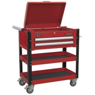 Sealey Superline PRO® Heavy- Duty Mobile Tool & Parts Trolley with Lockable Top & 2 Drawers - Red (5054511258165) AP760M