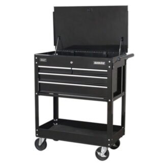 Sealey Heavy- Duty Mobile Tool & Parts Trolley with 4 Drawers & Lockable Top - Black (5054511184983) AP850MB