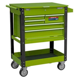 Sealey Superline PRO® Heavy- Duty Mobile Tool & Parts Trolley with 5 Drawers and Lockable Top - Hi- Vis Green (5054630189449) AP890MHV
