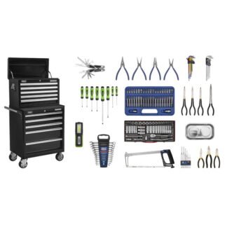 Sealey Superline PRO® Topchest & Rollcab Combination 10 Drawer with 148pc Tool Kit - Black (5051747522091) APCOMBOBBTK56