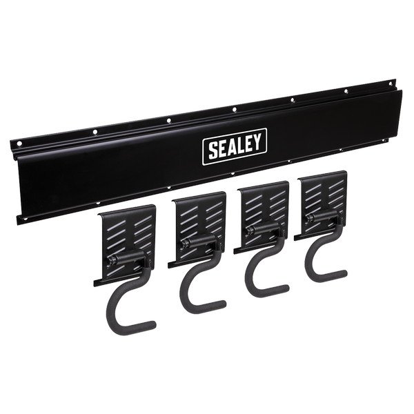 Sealey Wall Mounting Storage Rail with 4 Hooks (5054630497919) APHKIT5