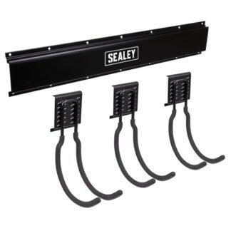 Sealey Wall Mounting Storage Rail with 3 Large Hooks (5054630497957) APHKIT8