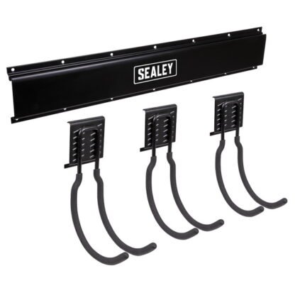 Sealey Wall Mounting Storage Rail with 3 Large Hooks (5054630497957) APHKIT8