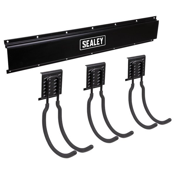 Sealey Wall Mounting Storage Rail with 3 Large Hooks (5054630497957) APHKIT8