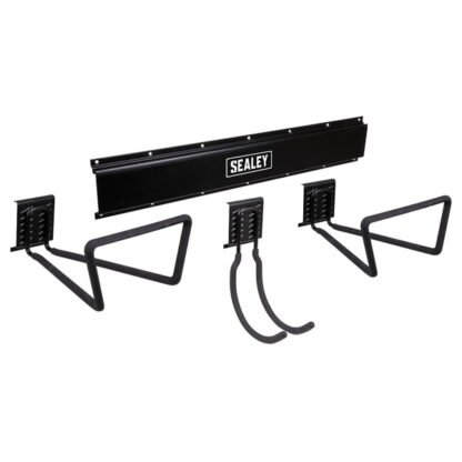 Sealey Wall Mounting Storage Rail with 3 Large Hooks (5054630497971) APHKIT9
