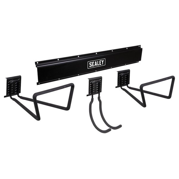 Sealey Wall Mounting Storage Rail with 3 Large Hooks (5054630497971) APHKIT9