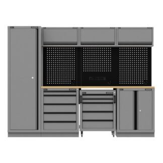 Sealey Superline PRO® Black Edition Storage System with Rubber Wood Worktop 2.64m (5054630564888) APMSBESTACK02W