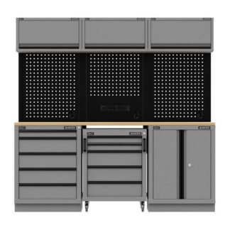 Sealey Superline PRO® Black Edition Storage System with Rubber Wood Worktop 2.04m (5054630565182) APMSBESTACK03W