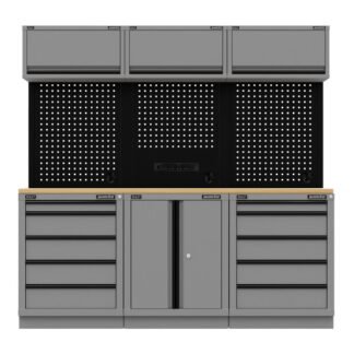 Sealey Superline PRO® Black Edition Storage System with Rubber Wood Worktop 2.04m (5054630650192) APMSBESTACK04WW