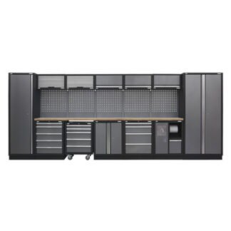 Sealey Superline PRO® Storage System with Wood Worktop 4.92m (5054511137163) APMSSTACK01W