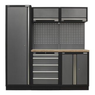 Sealey Superline PRO® Storage System with Wood Worktop 1.96m (5054511124606) APMSSTACK02W