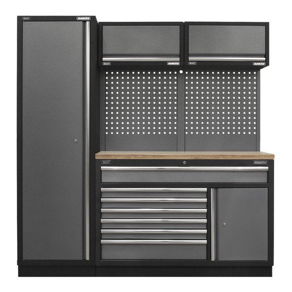 Sealey Superline PRO® Storage System with Pressed Wood Worktop 1.96m (5054630000805) APMSSTACK09W
