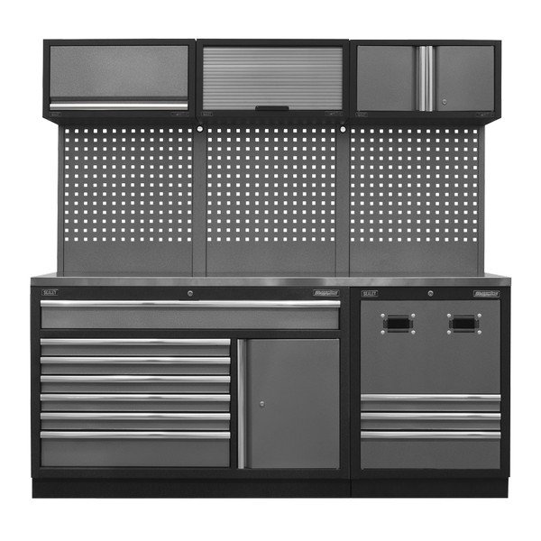 Sealey Superline PRO® Modular Storage System Combo with Stainless Steel Worktop (5054630001024) APMSSTACK14SS