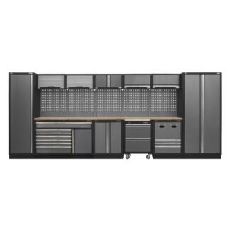 Sealey Superline PRO® Storage System with Pressed Wood Worktop 4.92m (5054630001390) APMSSTACK16W
