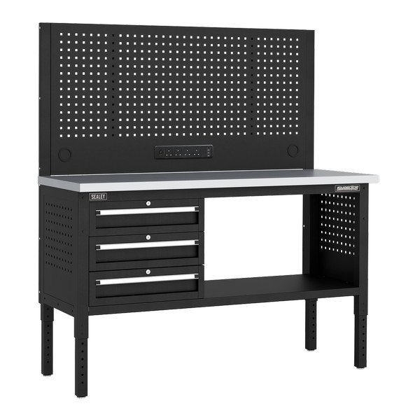 Sealey Superline PRO® Modular Workbench with 3 Drawers Stainless Steel Worktop 1525mm (5054630583292) APMWB60COMBO1SS