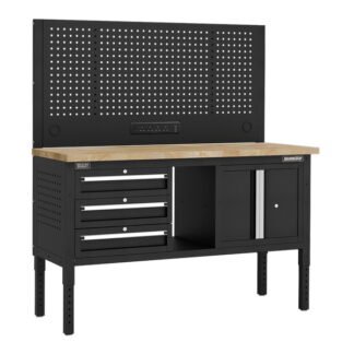 Sealey Superline PRO® Modular Workbench with 3 Drawers & Cupboard Wooden Worktop 1525mm (5054630584008) APMWB60COMBO2W