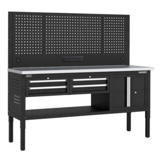 Sealey Superline PRO® Modular Workbench with 4 Drawers & Cupboard Stainless Steel Worktop 1830mm (5054630584022) APMWB72COMBO1SS