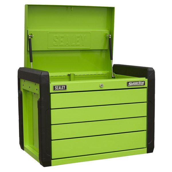 Sealey Superline PRO® Push- to- Open Topchest 4 Drawer - Green (5054630200199) APPD4G