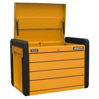 Sealey Superline PRO® Push- to- Open Topchest 4- Drawer - Orange (5054630199899) APPD4O