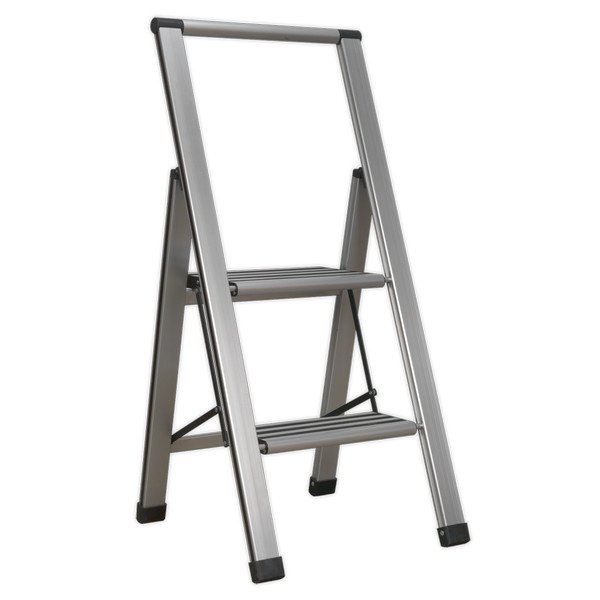 Sealey Professional Folding Step Ladder 2- Step Aluminium 150kg Capacity (5051747866690) APSL2