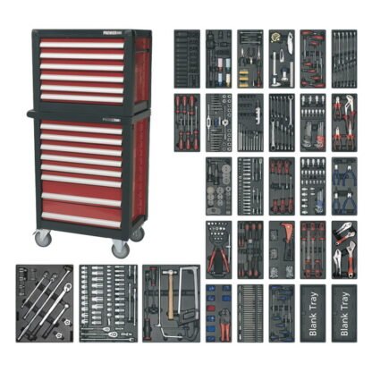 Sealey Premier™ Topchest & Rollcab Combination 14 Drawer with 1233pc Tool Kit (5051747343771) APTTC02