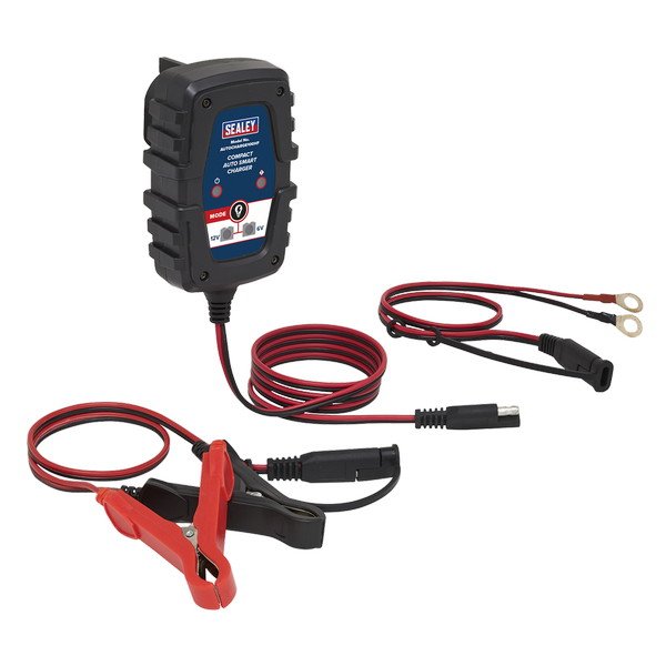 Sealey 6/12V Compact Smart Trickle Charger & Maintainer 1A (5054511479997) AUTOCHARGE100HF
