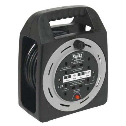 Sealey 15m Box Type Cable Reel with Thermal Trip 4 x 230V (5054630367007) BCR15CB