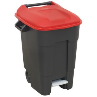 Sealey Refuse/Wheelie Bin with Foot Pedal 100L - Red (5054511254105) BM100PR