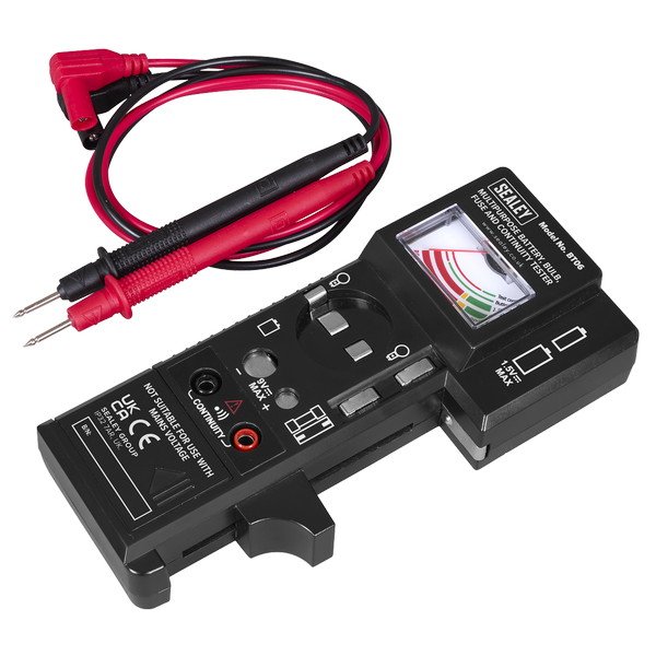 Sealey Multipurpose Battery, Bulb, Fuse & Continuity Tester (5054630506680) BT06