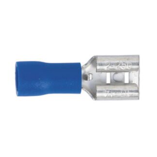 Sealey Push- On Female Terminal 6.3mm, Blue - Pack of 100 (5054511012392) BT20