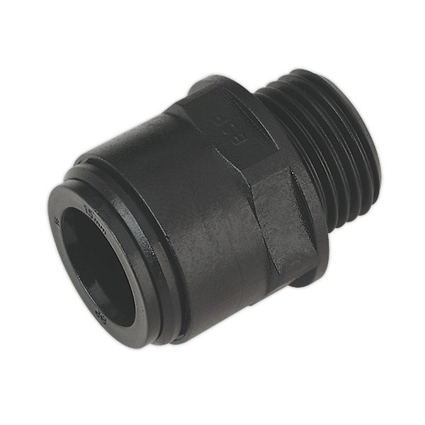 Sealey John Guest® Straight Adaptor 15mm x 1/2IN BSP - Pack of 2 (5024209645218) CAS15SA