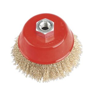 Sealey 100mm Brassed Steel Crimped Wire Cup Brush M14 x 2mm (5024209142007) CBC100