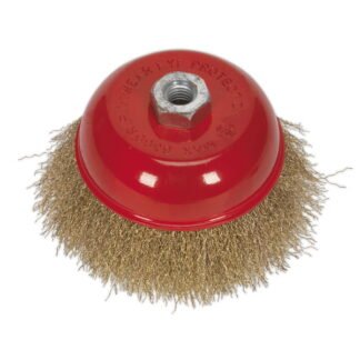 Sealey 125mm Brassed Steel Crimped Wire Cup Brush M14 x 2mm (5024209142014) CBC125