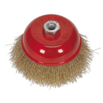 Sealey 125mm Brassed Steel Crimped Wire Cup Brush M14 x 2mm (5024209142014) CBC125