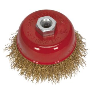 Sealey 75mm Brassed Steel Crimped Wire Cup Brush M14 x 2mm (5051747706477) CBC752