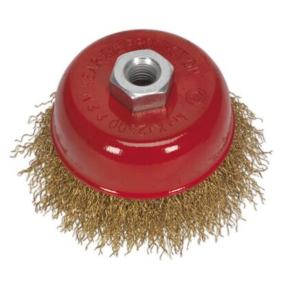 Sealey 75mm Brassed Steel Crimped Wire Cup Brush M14 x 2mm (5051747706477) CBC752