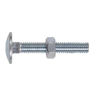 Sealey Zinc Plated Coach Bolt & Nut M6 x 40mm, DIN 603 - Pack of 100 (5054511037678) CBN640