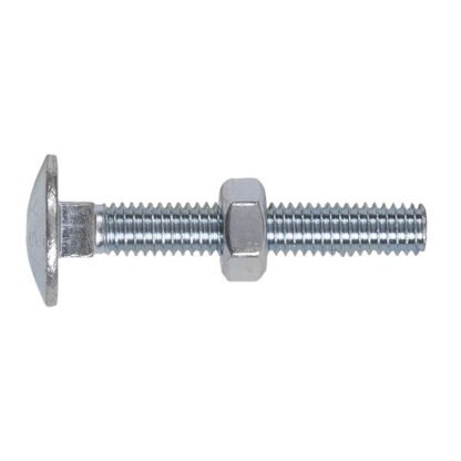 Sealey Zinc Plated Coach Bolt & Nut M6 x 40mm, DIN 603 - Pack of 100 (5054511037678) CBN640