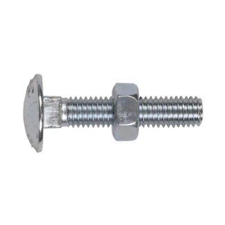 Sealey Zinc Plated Coach Bolt & Nut M8 x 40mm, DIN 603 - Pack of 50 (5054511037685) CBN840