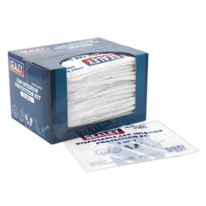Sealey 5- in- 1 Disposable Car Interior Protection Kit - Display Box of 50 (5054511059878) CCSET550
