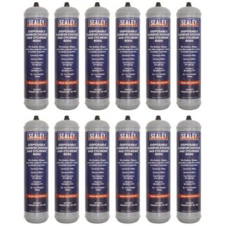 Sealey Disposable Carbon Dioxide Gas Cylinder 600g - Box of 12 (5054630263293) CO2/101/12