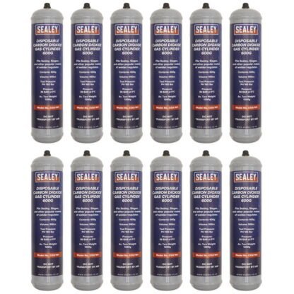 Sealey Disposable Carbon Dioxide Gas Cylinder 600g - Box of 12 (5054630263293) CO2/101/12