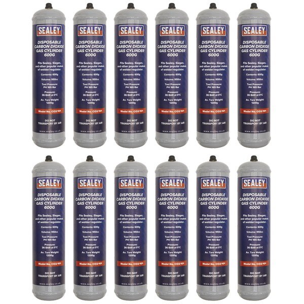 Sealey Disposable Carbon Dioxide Gas Cylinder 600g - Box of 12 (5054630263293) CO2/101/12