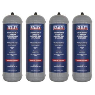 Sealey Disposable Carbon Dioxide Gas Cylinder 1.3kg - Pack of 4 (5054630253331) CO21KGD4