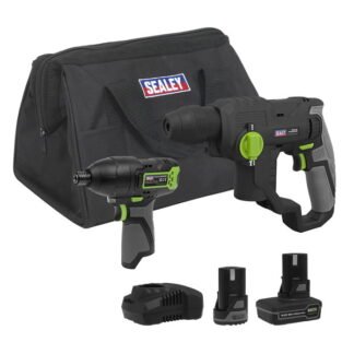 Sealey 2 x SV10.8 Series Cordless Power Tool Kit 10.8V - 2 Batteries & Euro Plug (5054630383113) CP108VCOMBO4EU